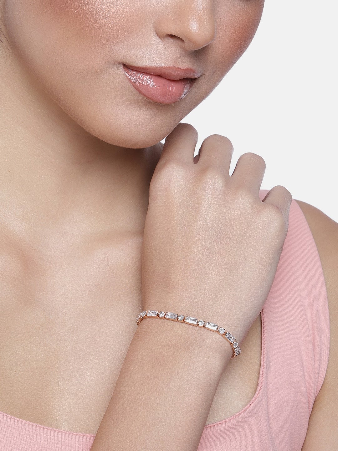 Women's Cubic Zirconia Adjustable Bracelet Jewellery with Pull-Chain for Women