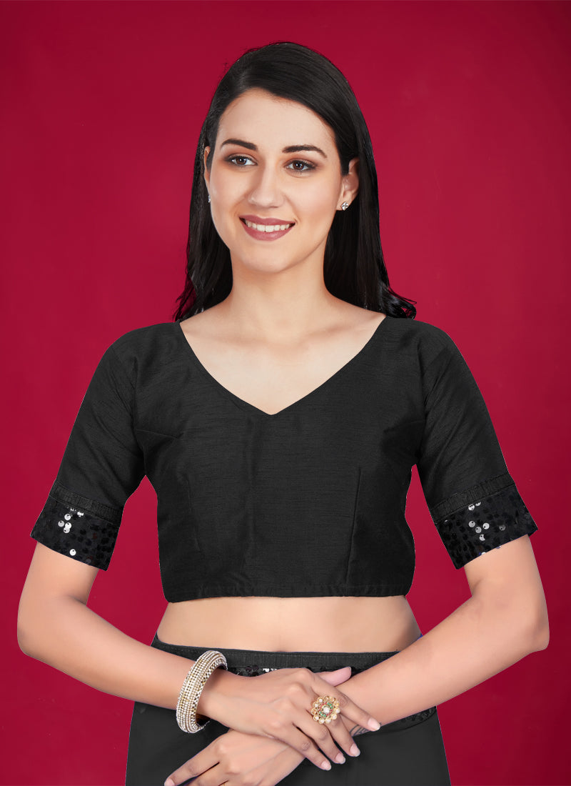 Women's Black Georgette Embroidery Thread With Zari Work Readymade Lehenga Choli Set  (stitched 40 size, Alt 38 to 44 size) - Aastha Fashion