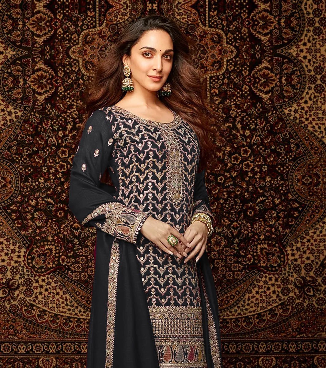 Women's Black CHINON Embroidery Kurta Set – Trendia