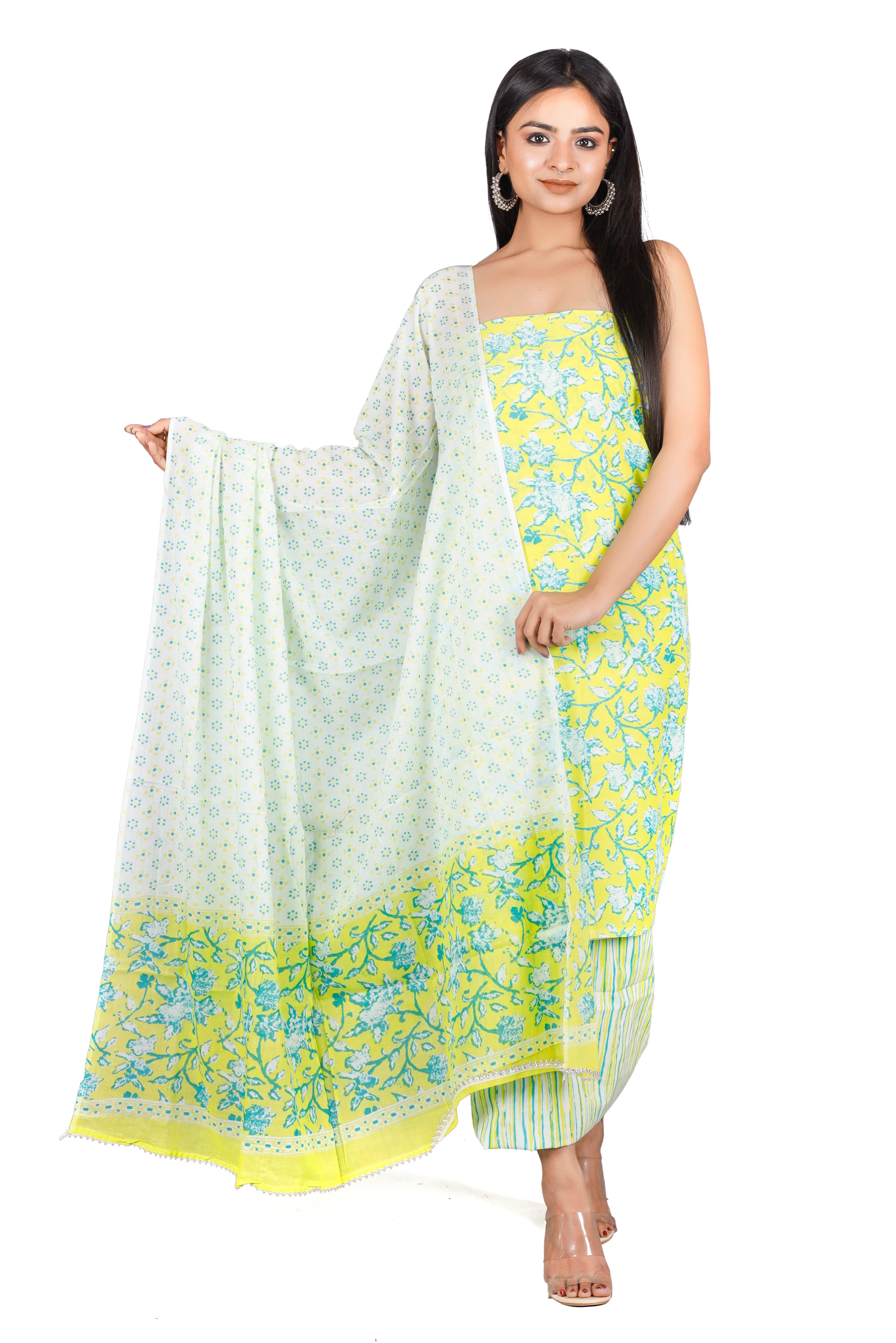 Woman's Neon Cotton Kurta Set