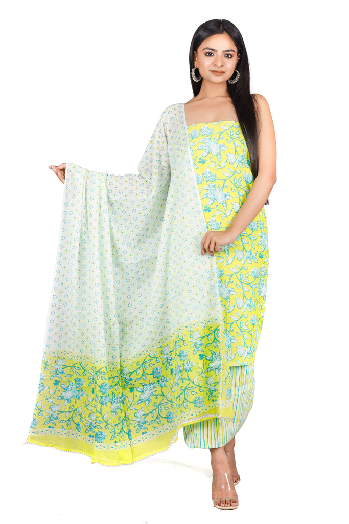 Woman's Neon Cotton Kurta Set