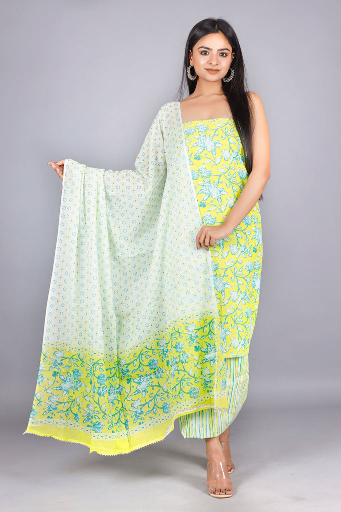 Woman's Neon Cotton Kurta Set
