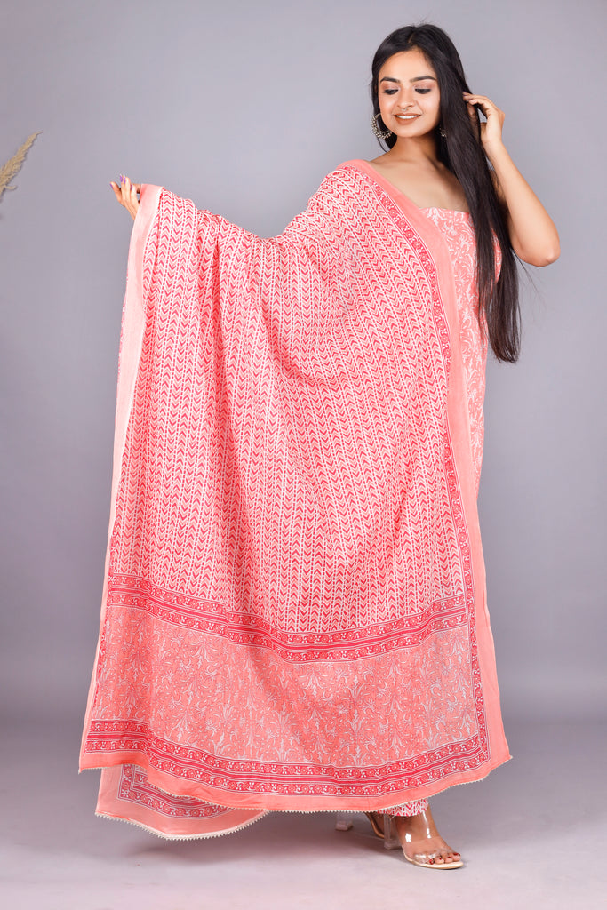 Woman's Pink Cotton Kurta Set