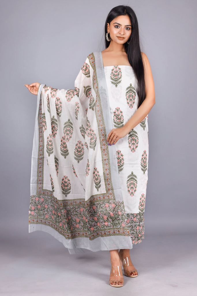 Woman's White  Cotton Kurta Set
