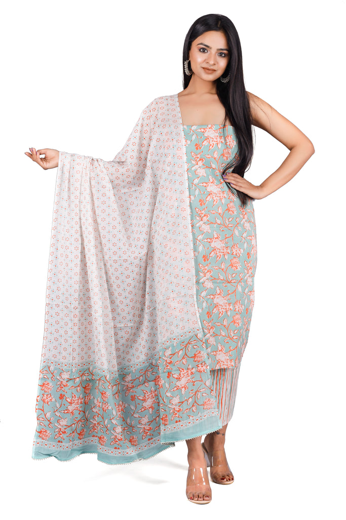 Woman's Sea Green  Cotton Kurta Set