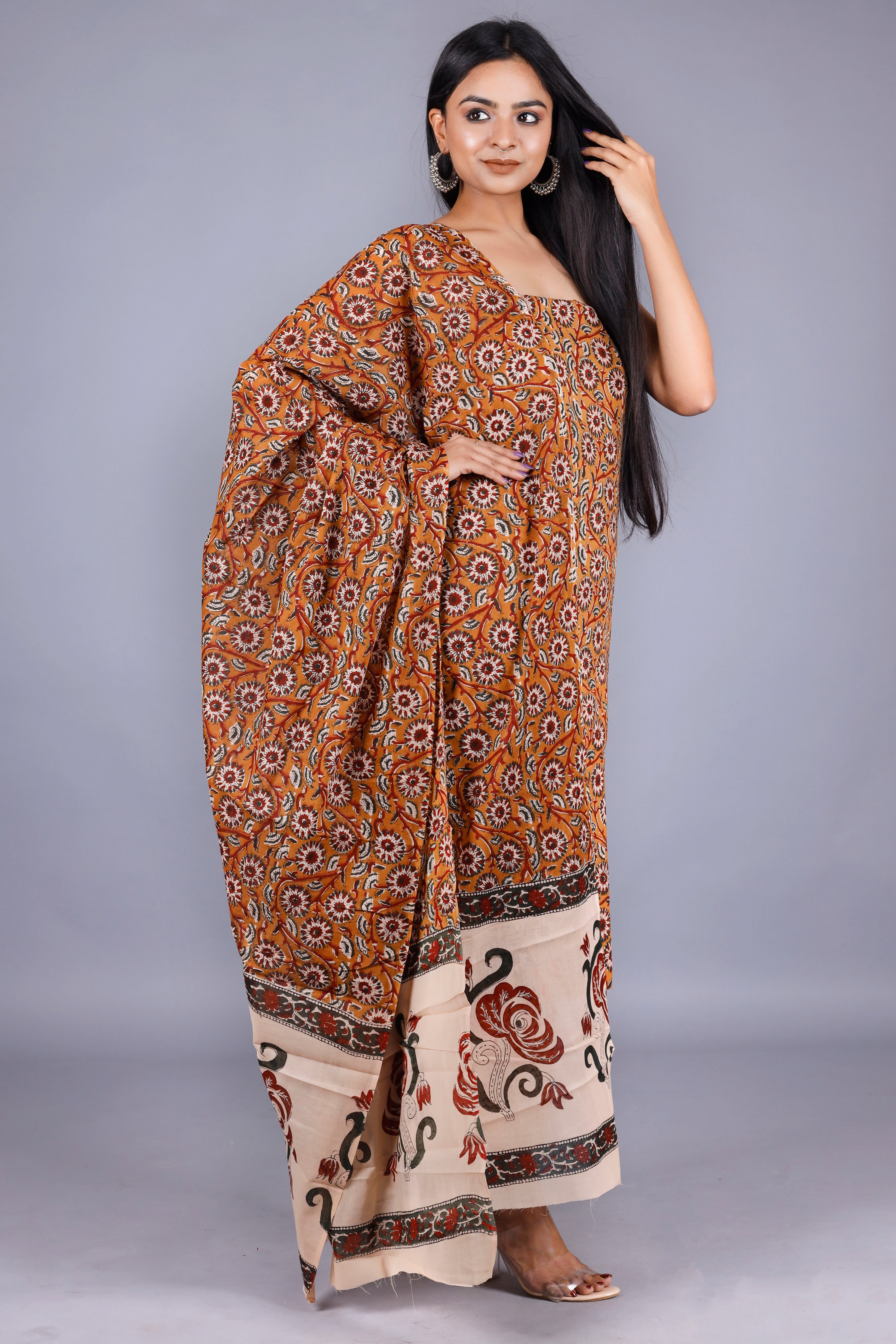 Woman's Musturd Cotton Kurta Set
