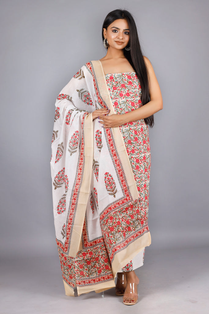 Woman's Red Cotton Kurta Set