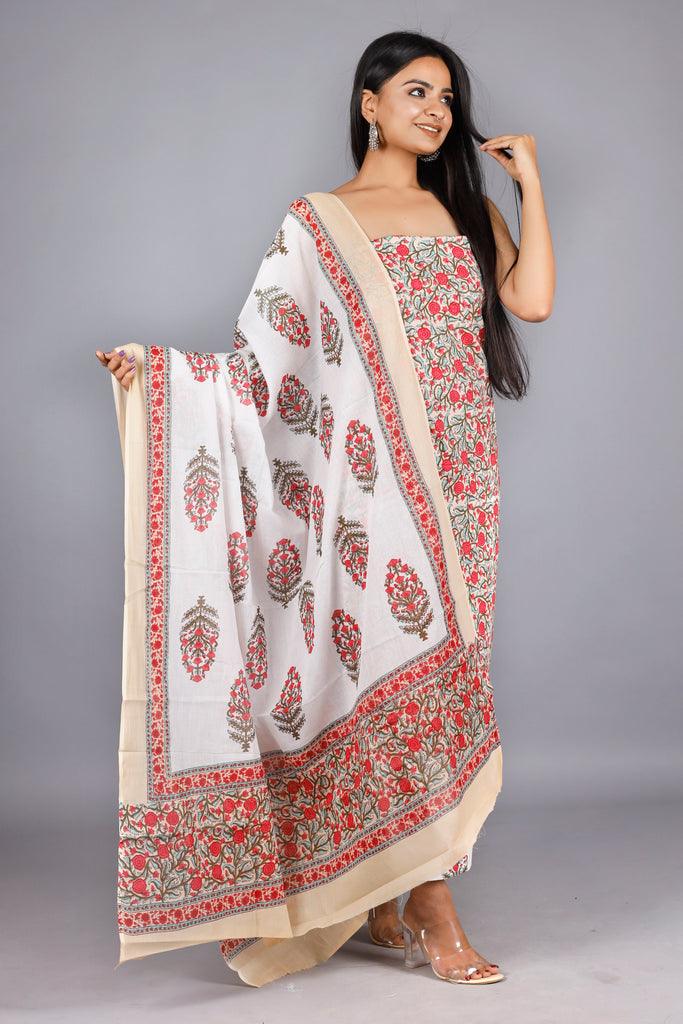 Woman's Red Cotton Kurta Set