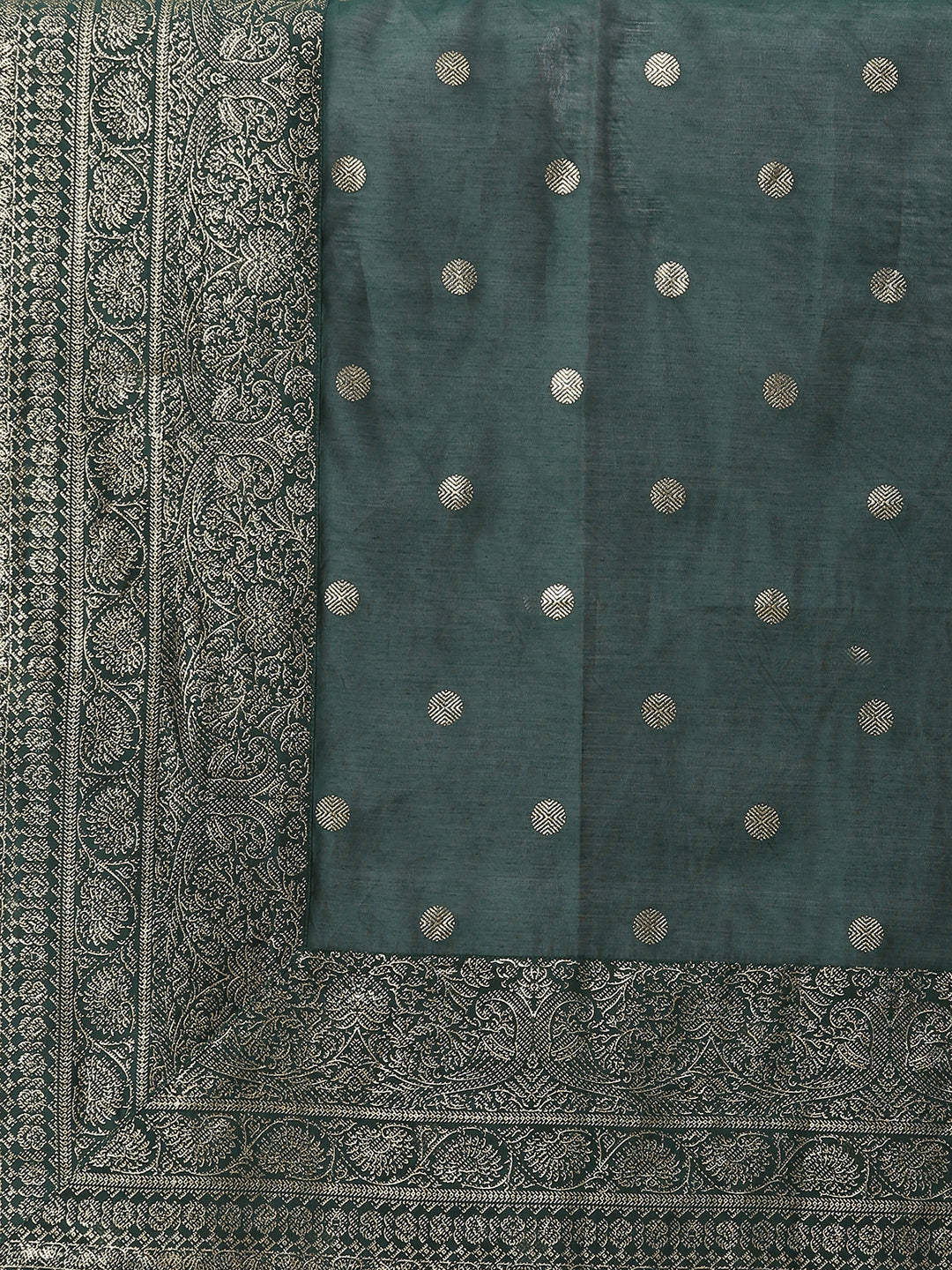 Women's Chanderi Green Kurta With Palazzo And Dupatta