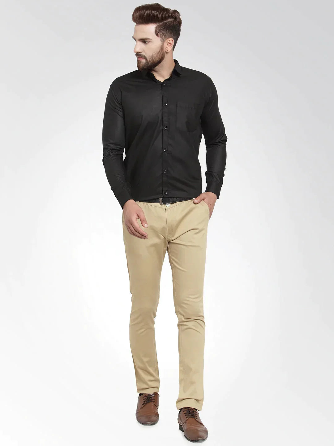 Men's Cotton Solid Black Formal Shirt's - Taantav