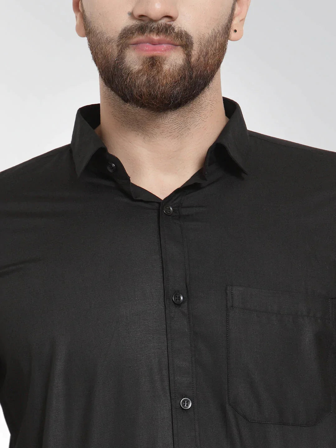 Men's Cotton Solid Black Formal Shirt's - Taantav