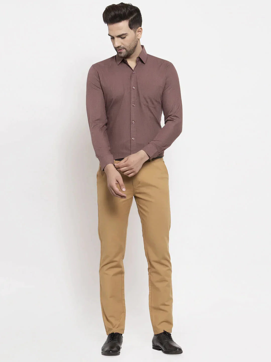 Men's Cotton Solid Brown Formal Shirt's - Taantav