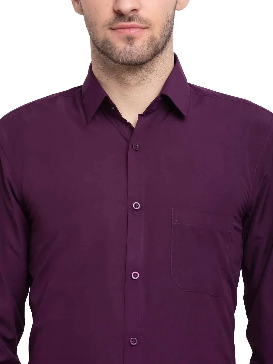 Men's Cotton Solid Burgundy Purple Formal Shirt's - Taantav