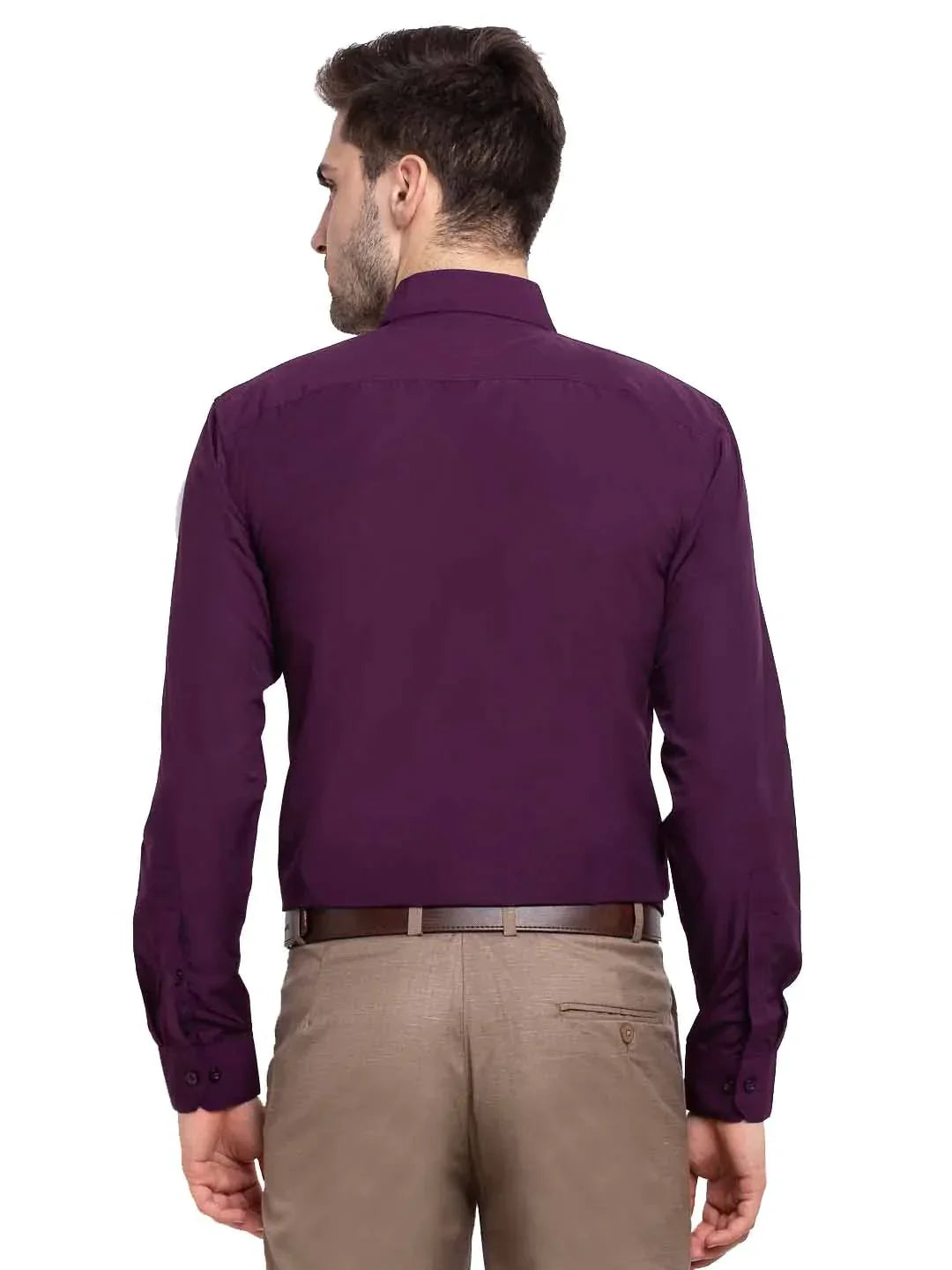 Men's Cotton Solid Burgundy Purple Formal Shirt's - Taantav