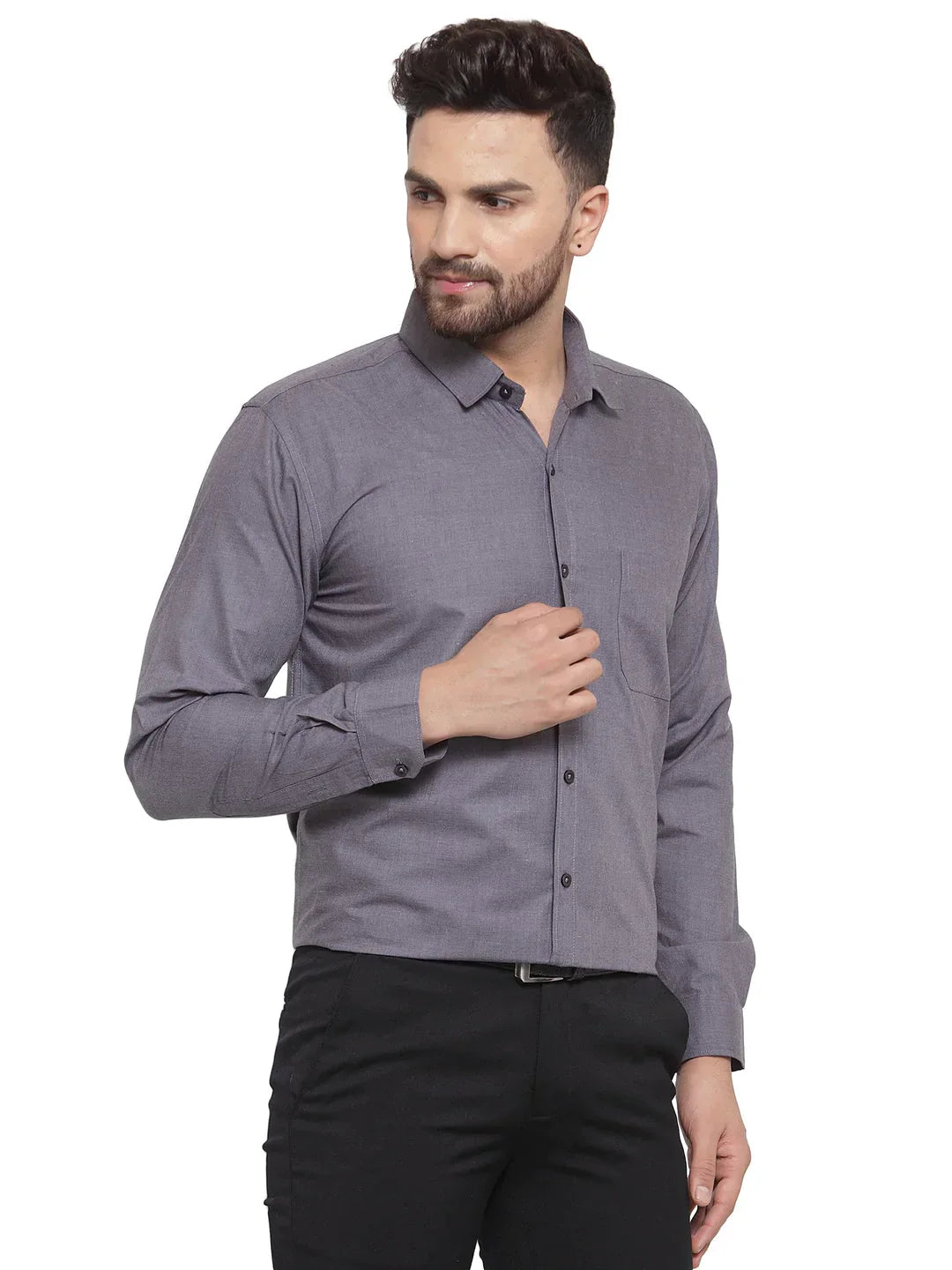 Men's Cotton Solid Charcoal Grey Formal Shirt's - Taantav