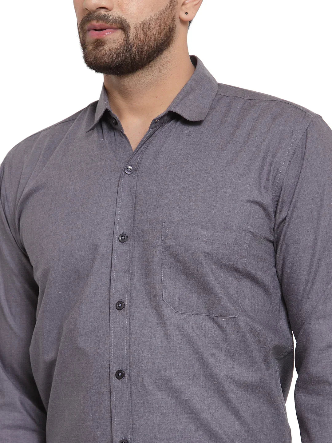 Men's Cotton Solid Charcoal Grey Formal Shirt's - Taantav