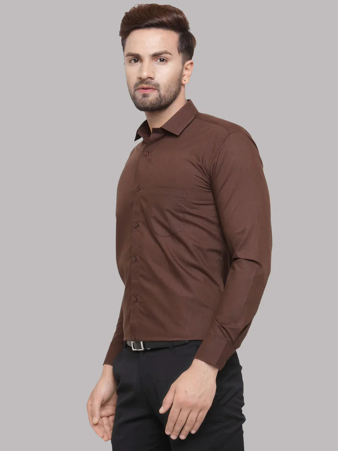 Men's Cotton Solid Coffee Formal Shirt's - Taantav