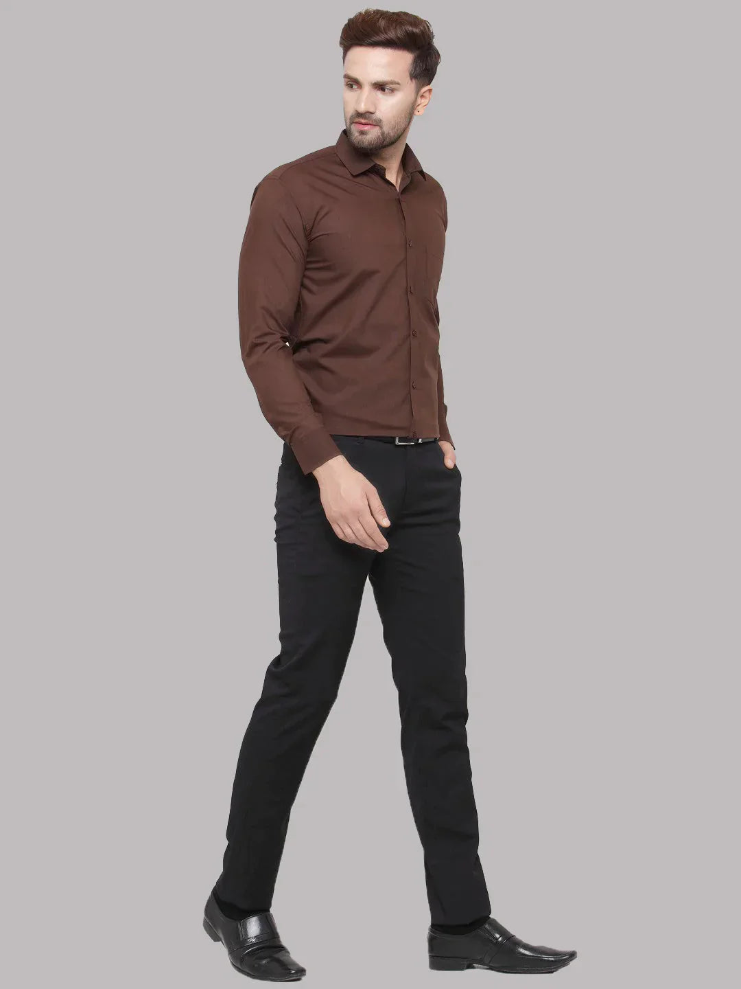 Men's Cotton Solid Coffee Formal Shirt's - Taantav