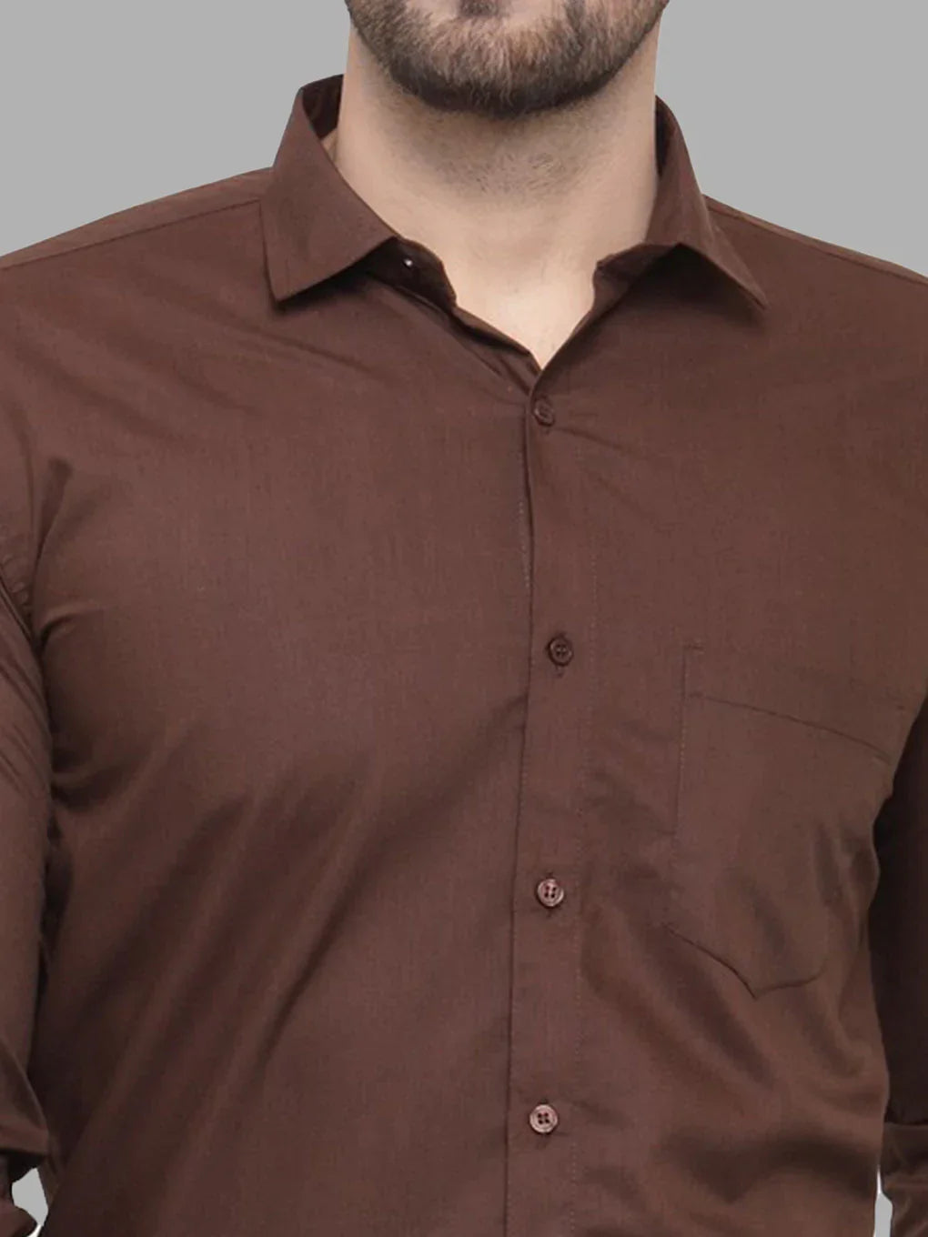 Men's Cotton Solid Coffee Formal Shirt's - Taantav