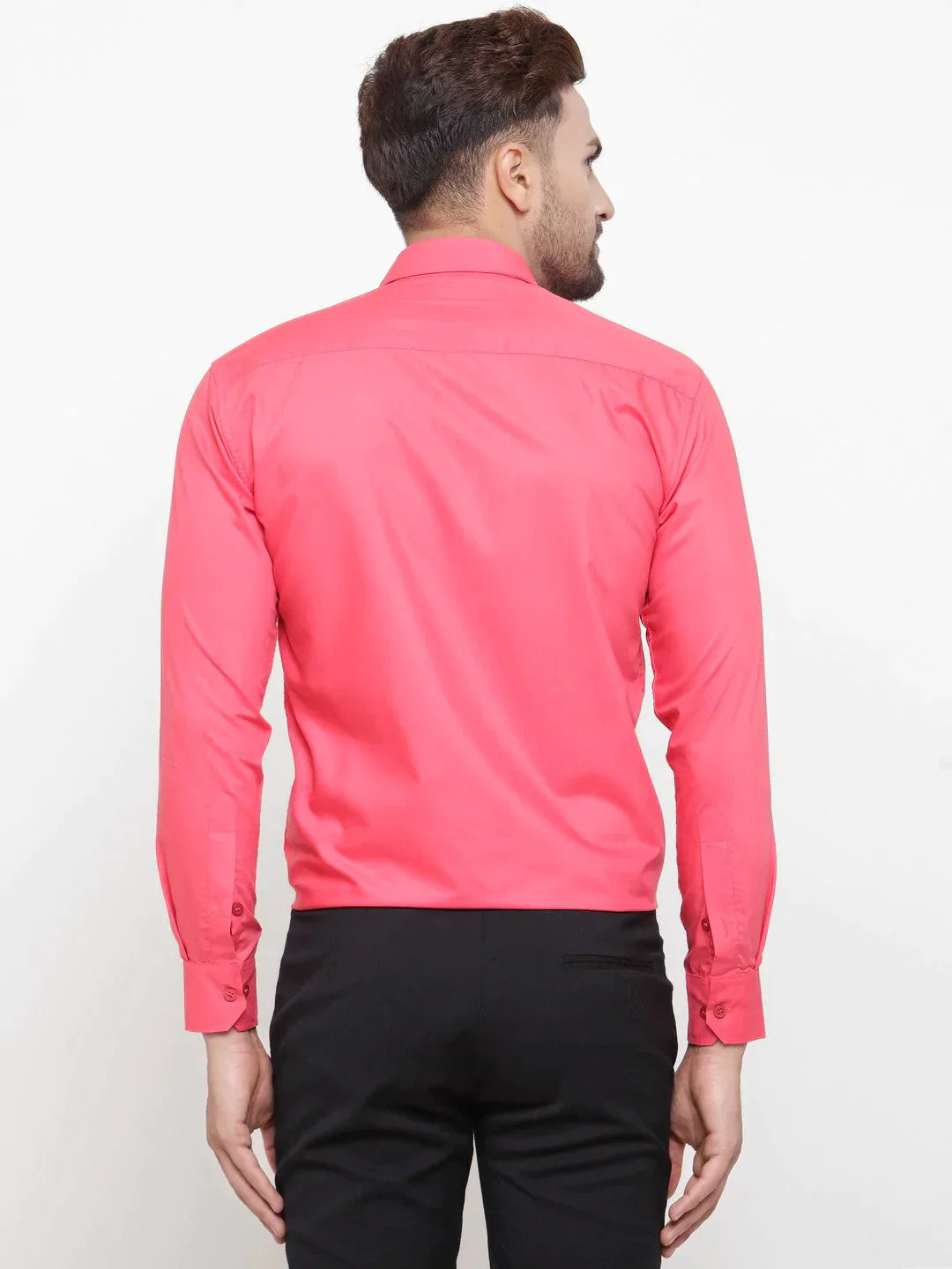 Men's Cotton Solid Coral Red Formal Shirt's - Taantav