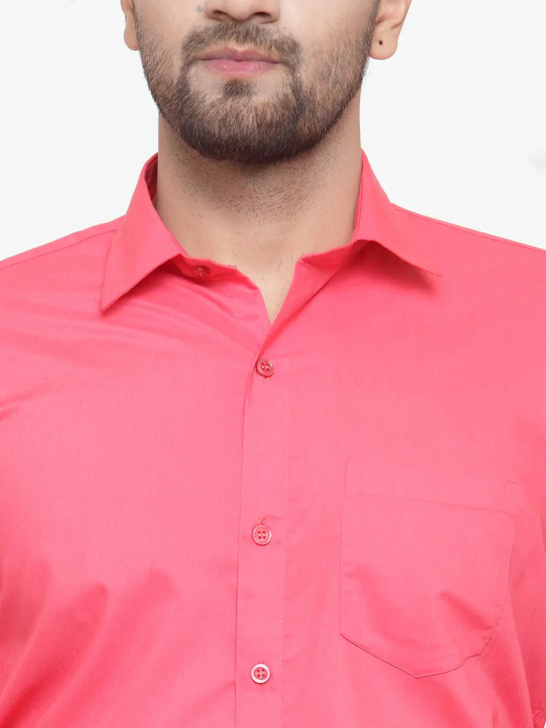 Men's Cotton Solid Coral Red Formal Shirt's - Taantav