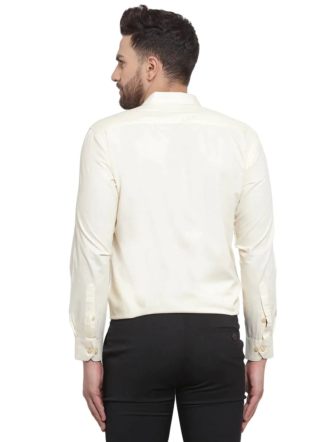 Men's Cotton Solid Cream Formal Shirt's - Taantav