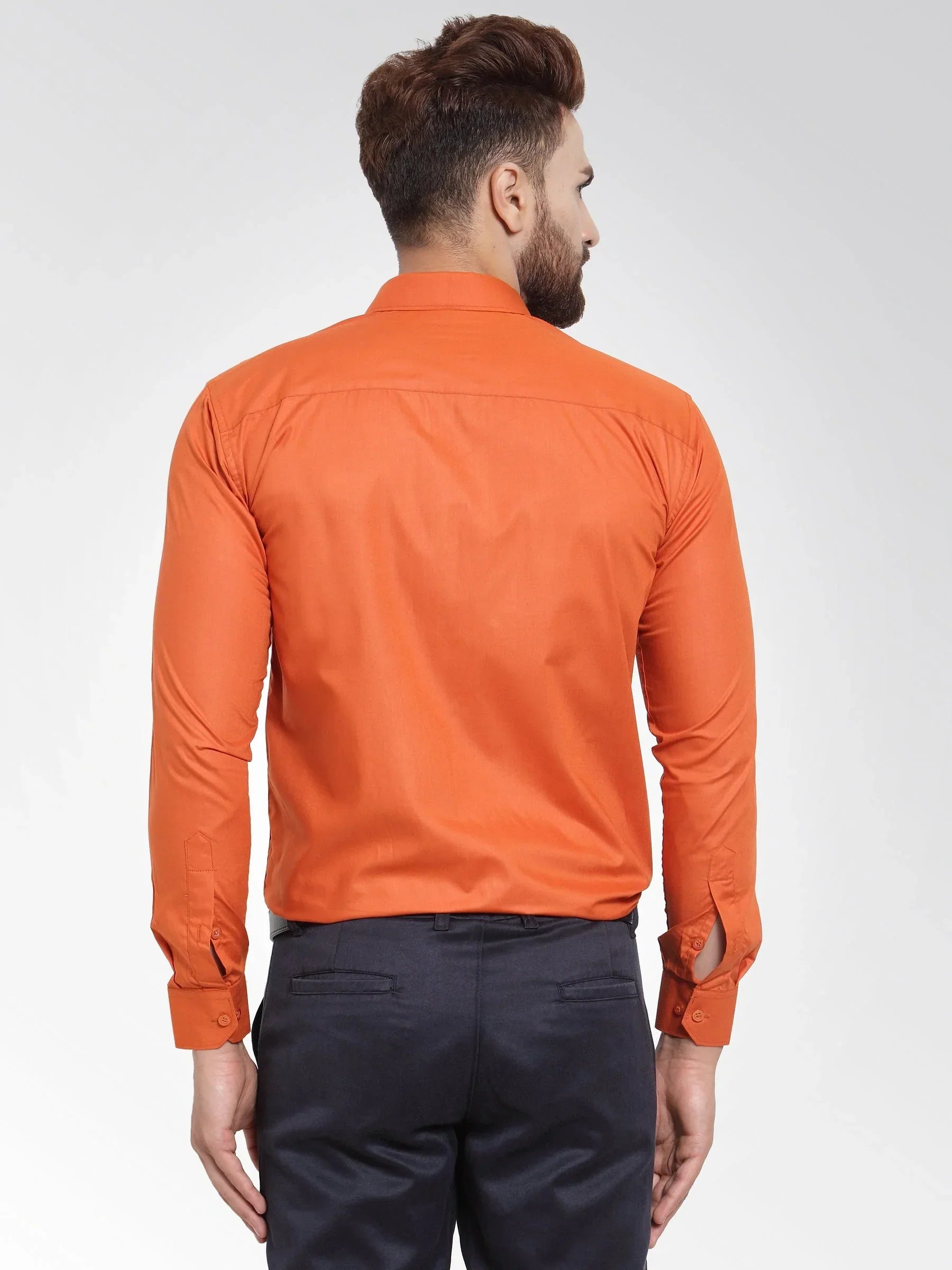 Men's Cotton Solid Dark Orange Formal Shirt's - Taantav