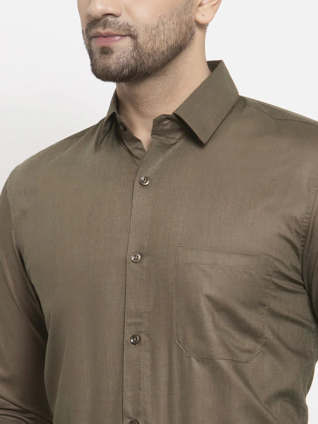 Men's Cotton Solid Dark Brown Formal Shirt's - Taantav