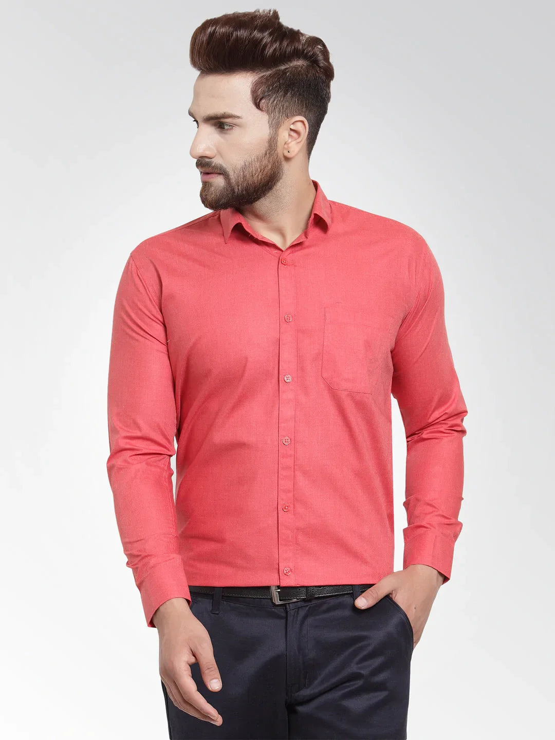 Men's Cotton Solid Desire Orange Formal Shirt's - Taantav