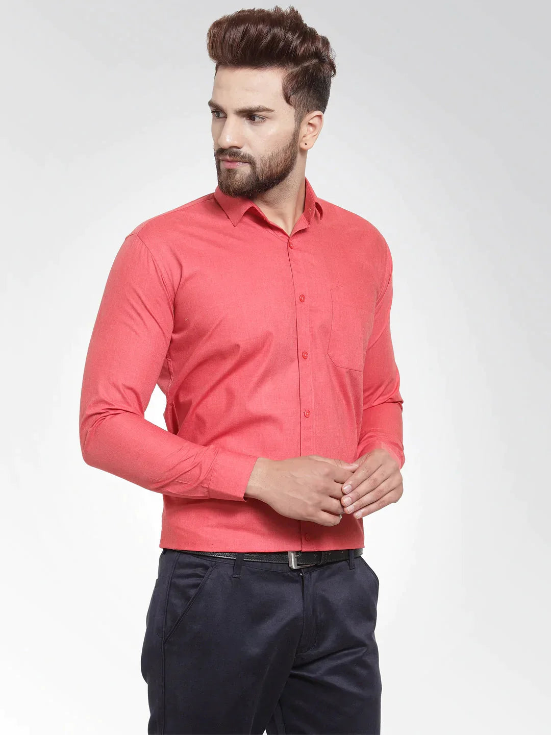 Men's Cotton Solid Desire Orange Formal Shirt's - Taantav