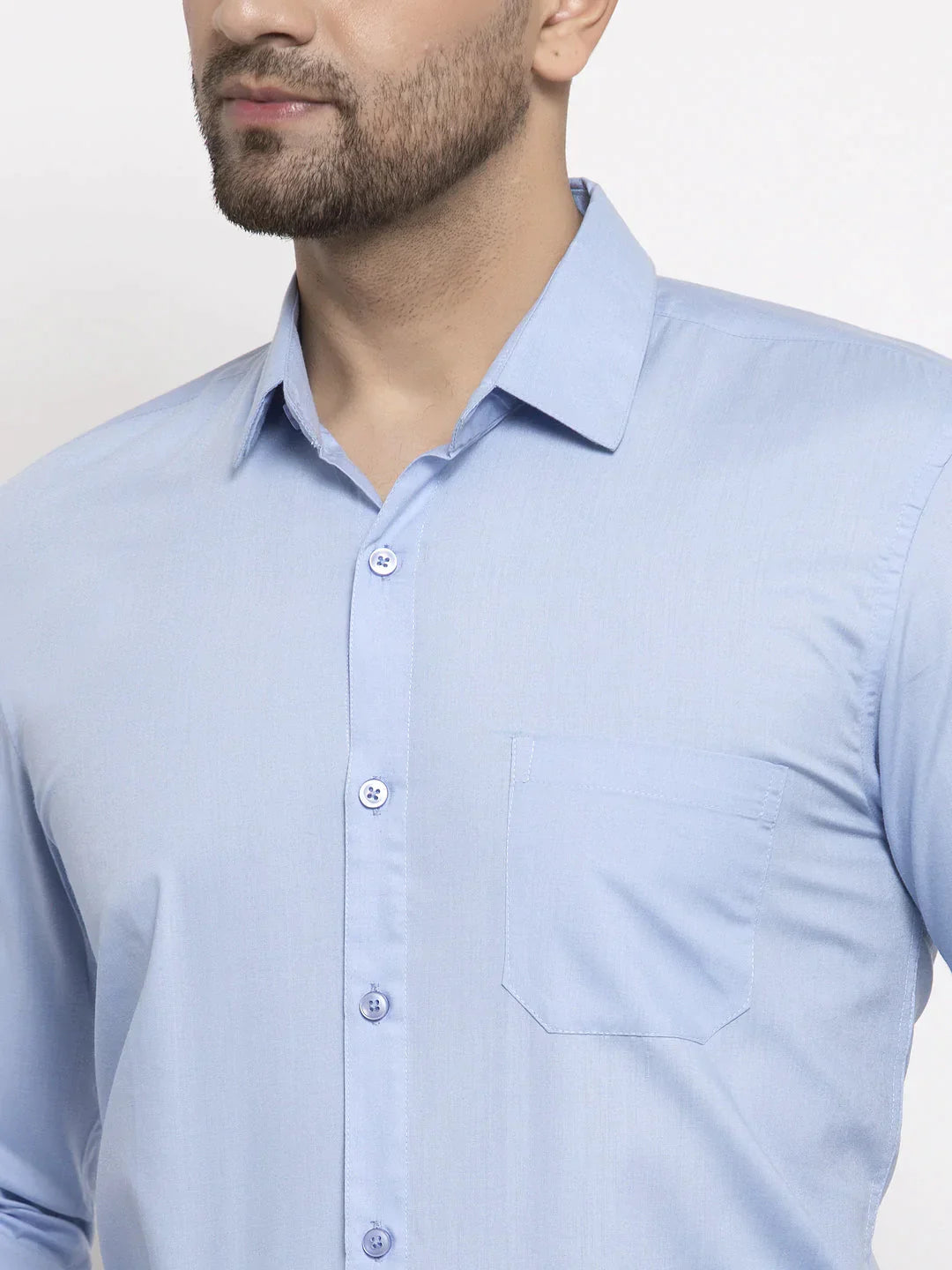 Men's Cotton Solid Firozi Blue Formal Shirt's - Taantav