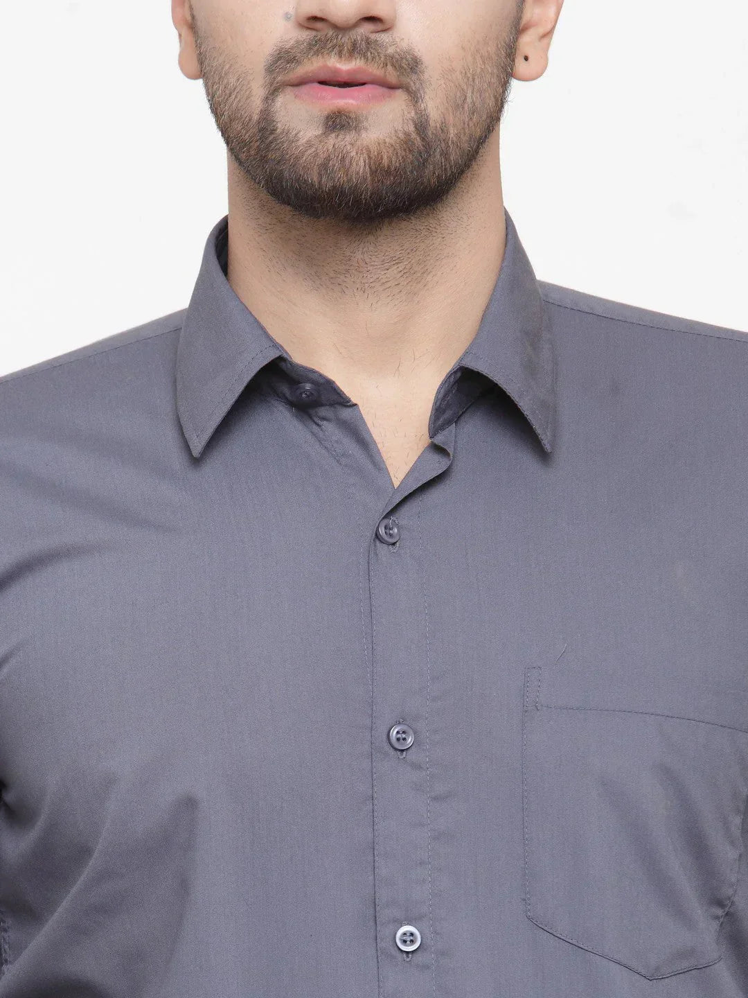 Men's Cotton Solid Grey Formal Shirt's - Taantav