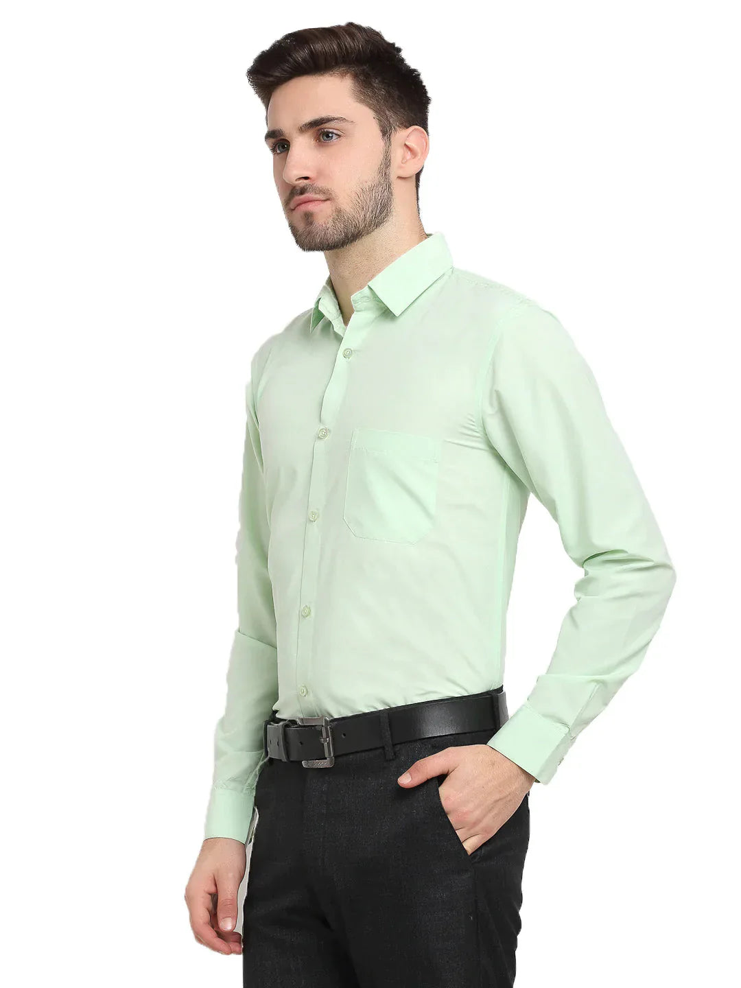 Men's Cotton Solid Light Green Formal Shirt's - Taantav