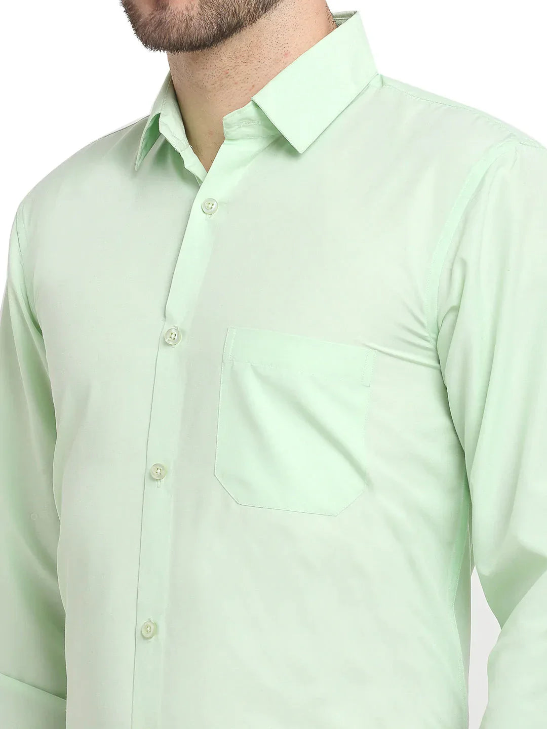 Men's Cotton Solid Light Green Formal Shirt's - Taantav