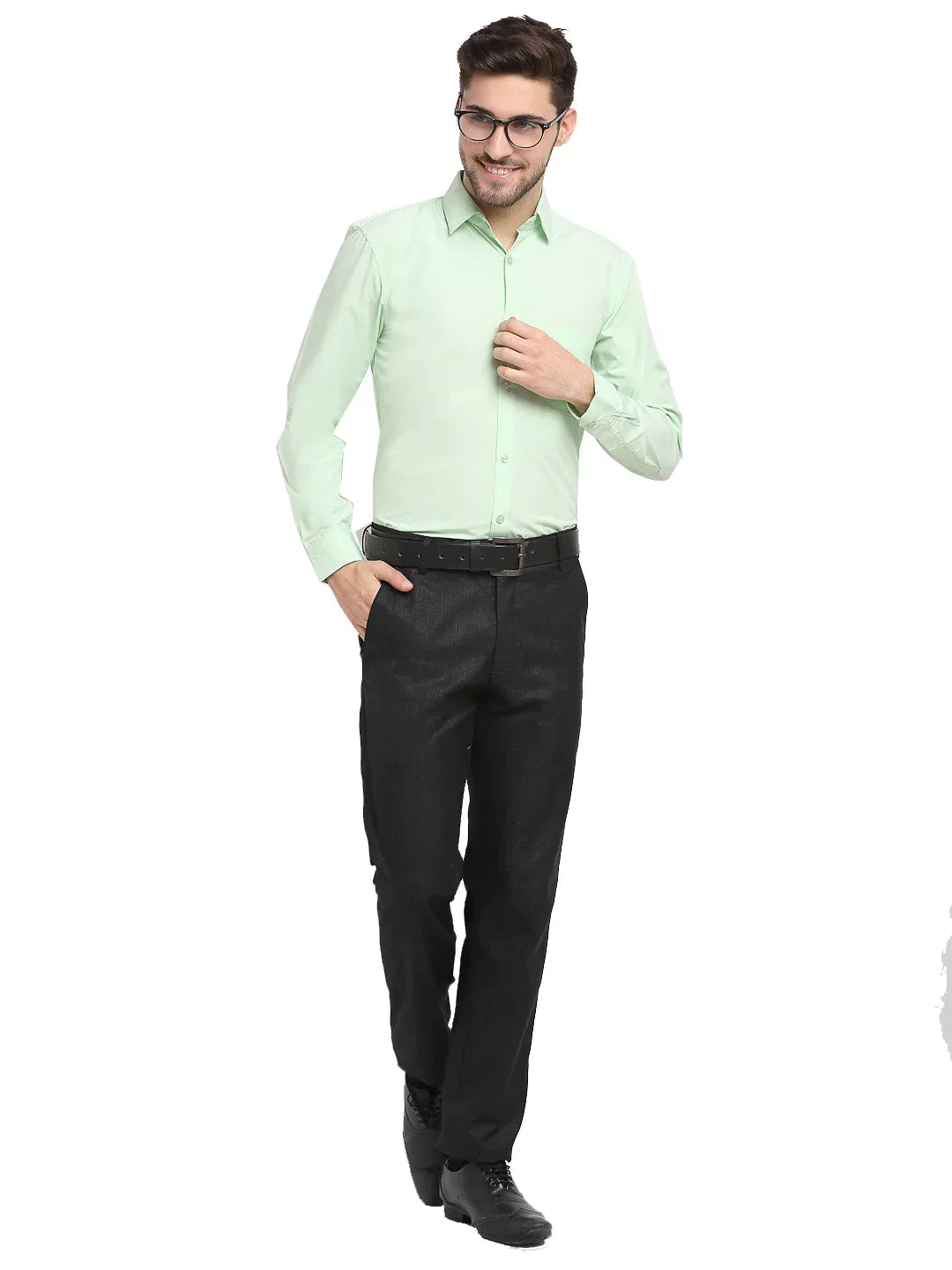 Men's Cotton Solid Light Green Formal Shirt's - Taantav