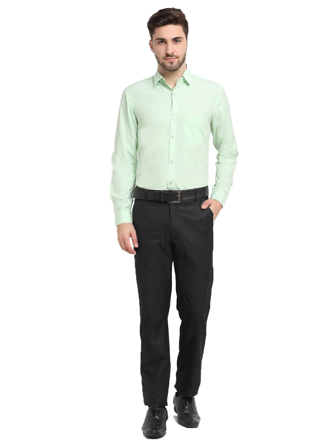 Men's Cotton Solid Light Green Formal Shirt's - Taantav