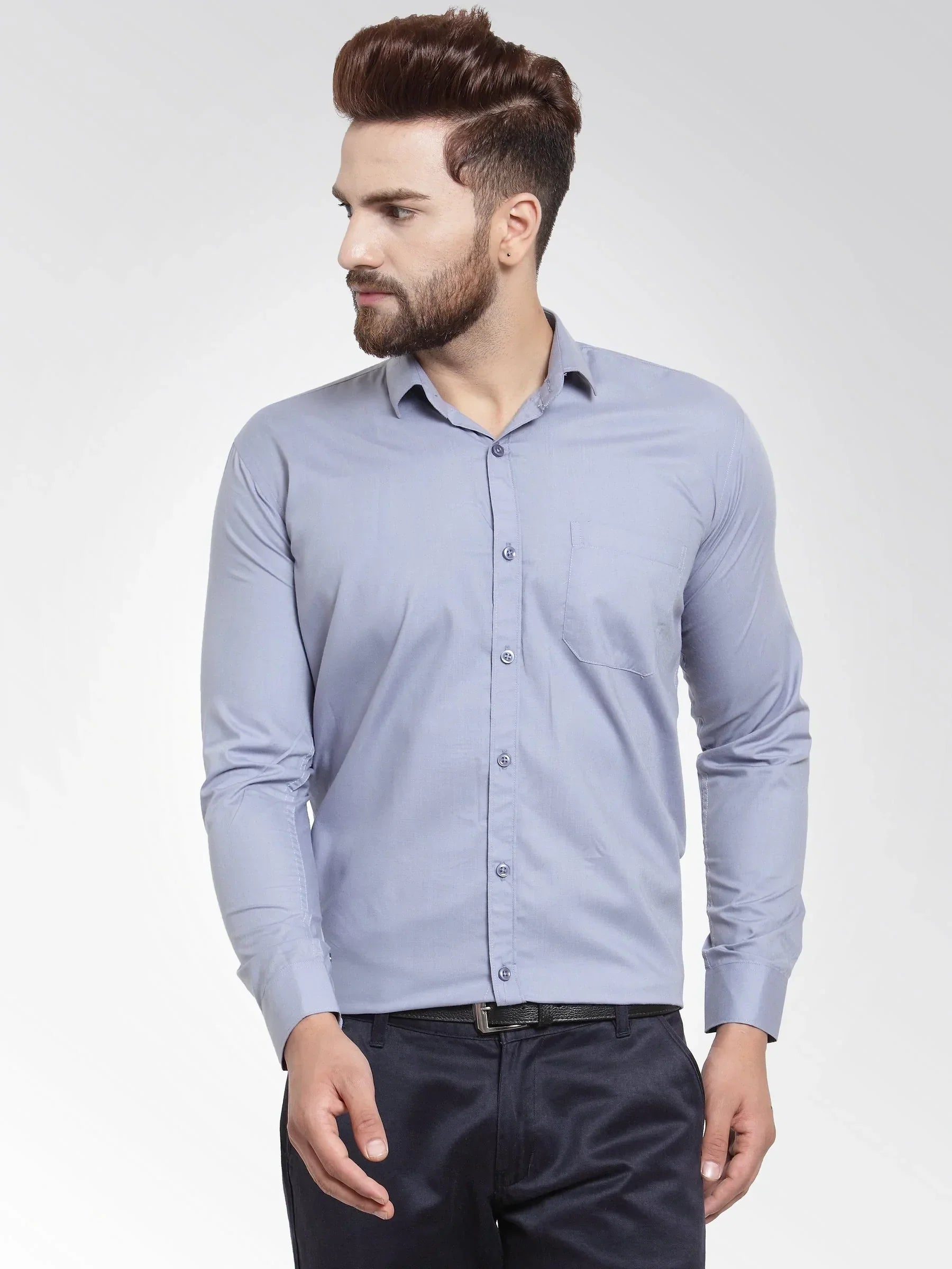 Men's Cotton Solid Light Grey Formal Shirt's - Taantav