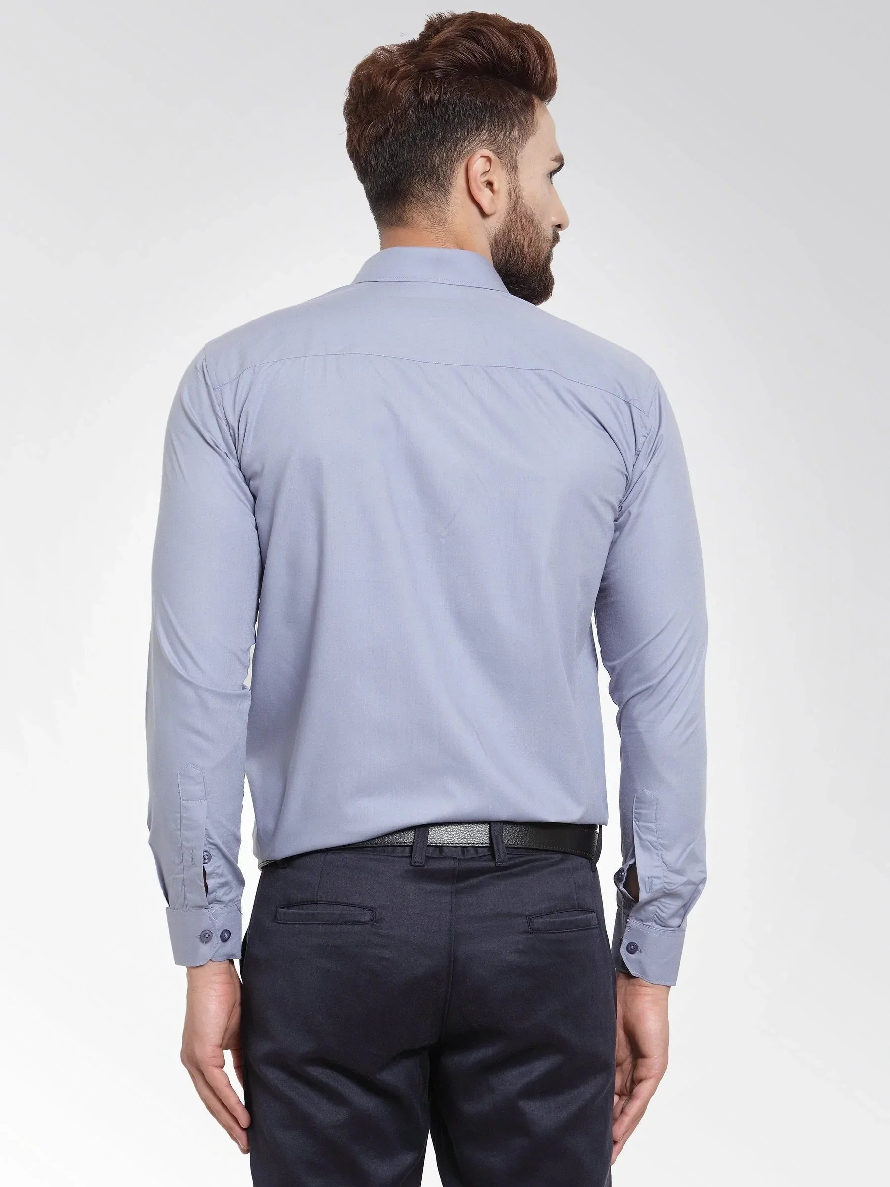 Men's Cotton Solid Light Grey Formal Shirt's - Taantav