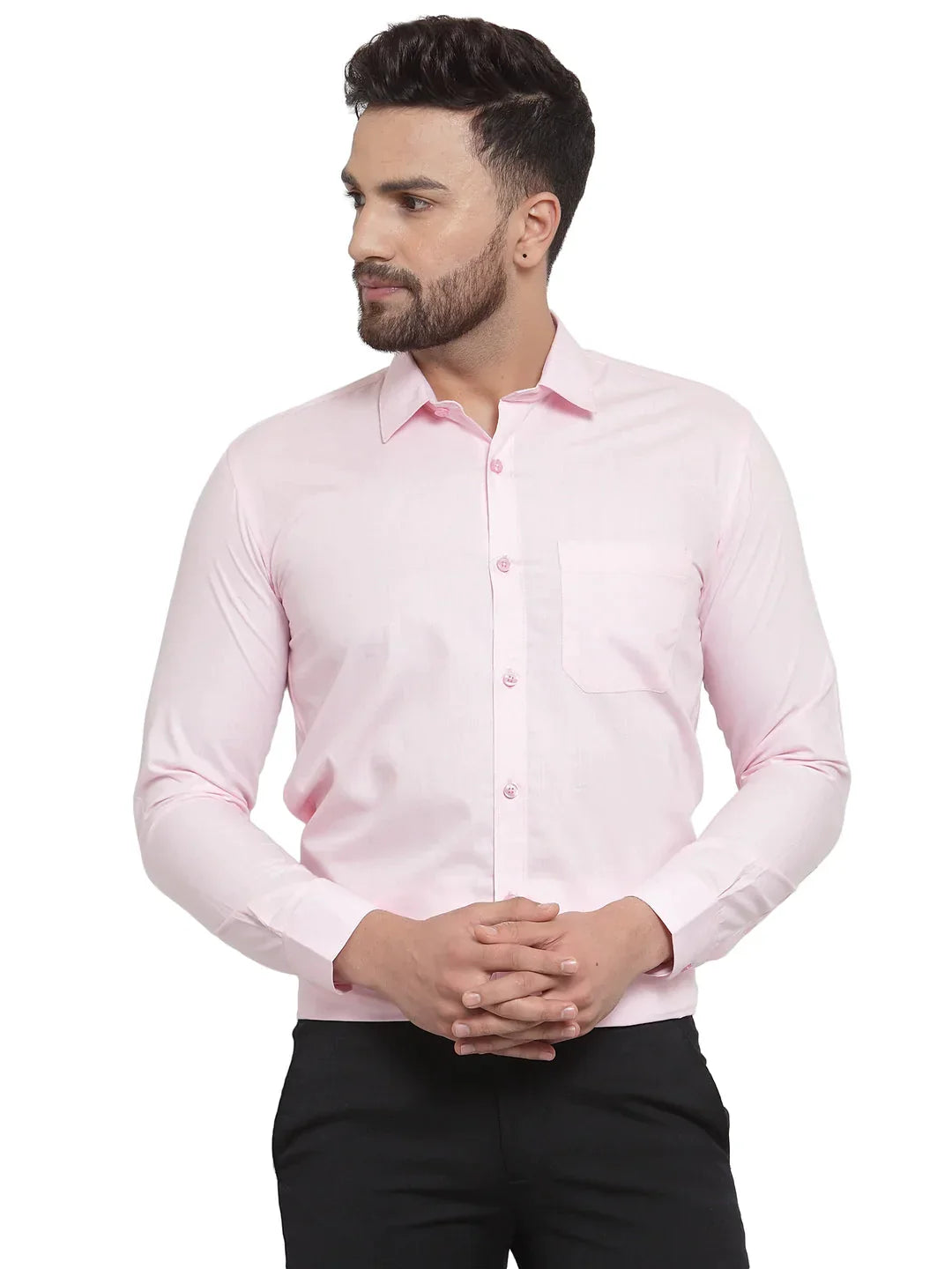 Men's Cotton Solid Light Pink Formal Shirt's - Taantav