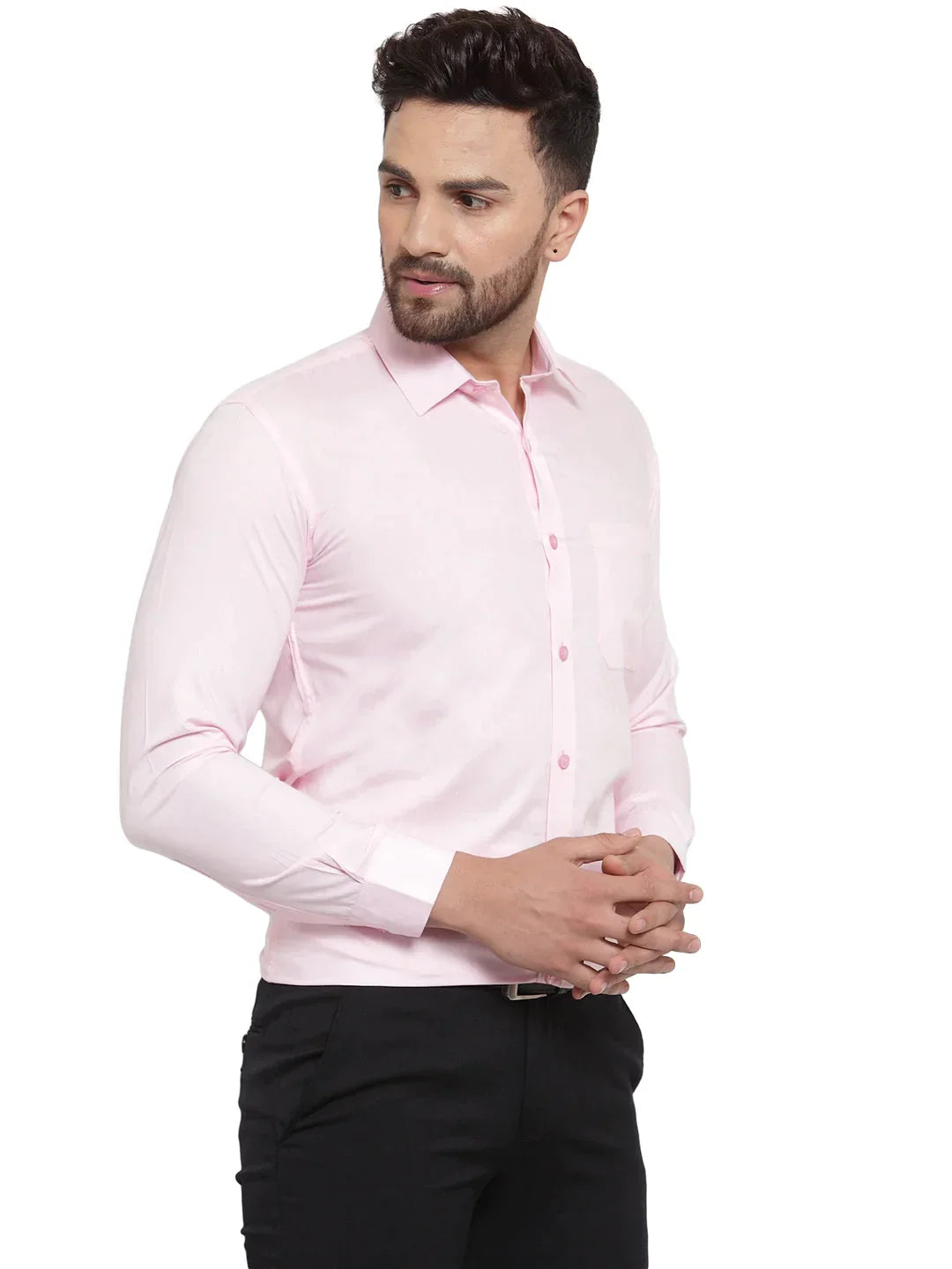 Men's Cotton Solid Light Pink Formal Shirt's - Taantav