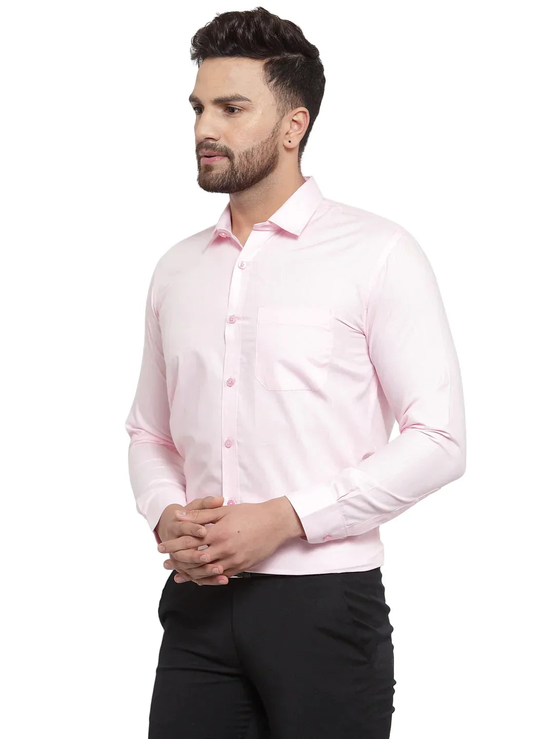 Men's Cotton Solid Light Pink Formal Shirt's - Taantav