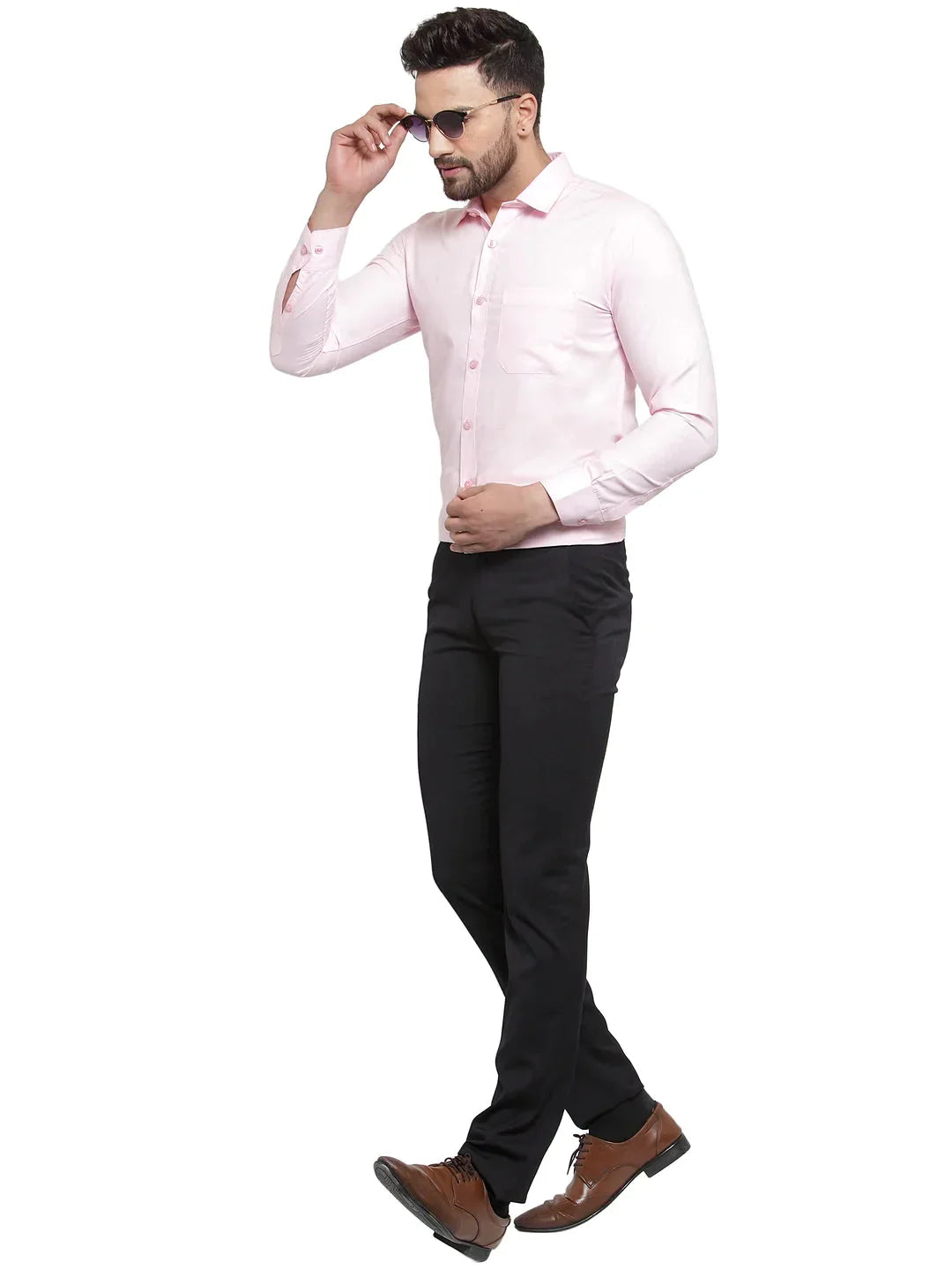 Men's Cotton Solid Light Pink Formal Shirt's - Taantav