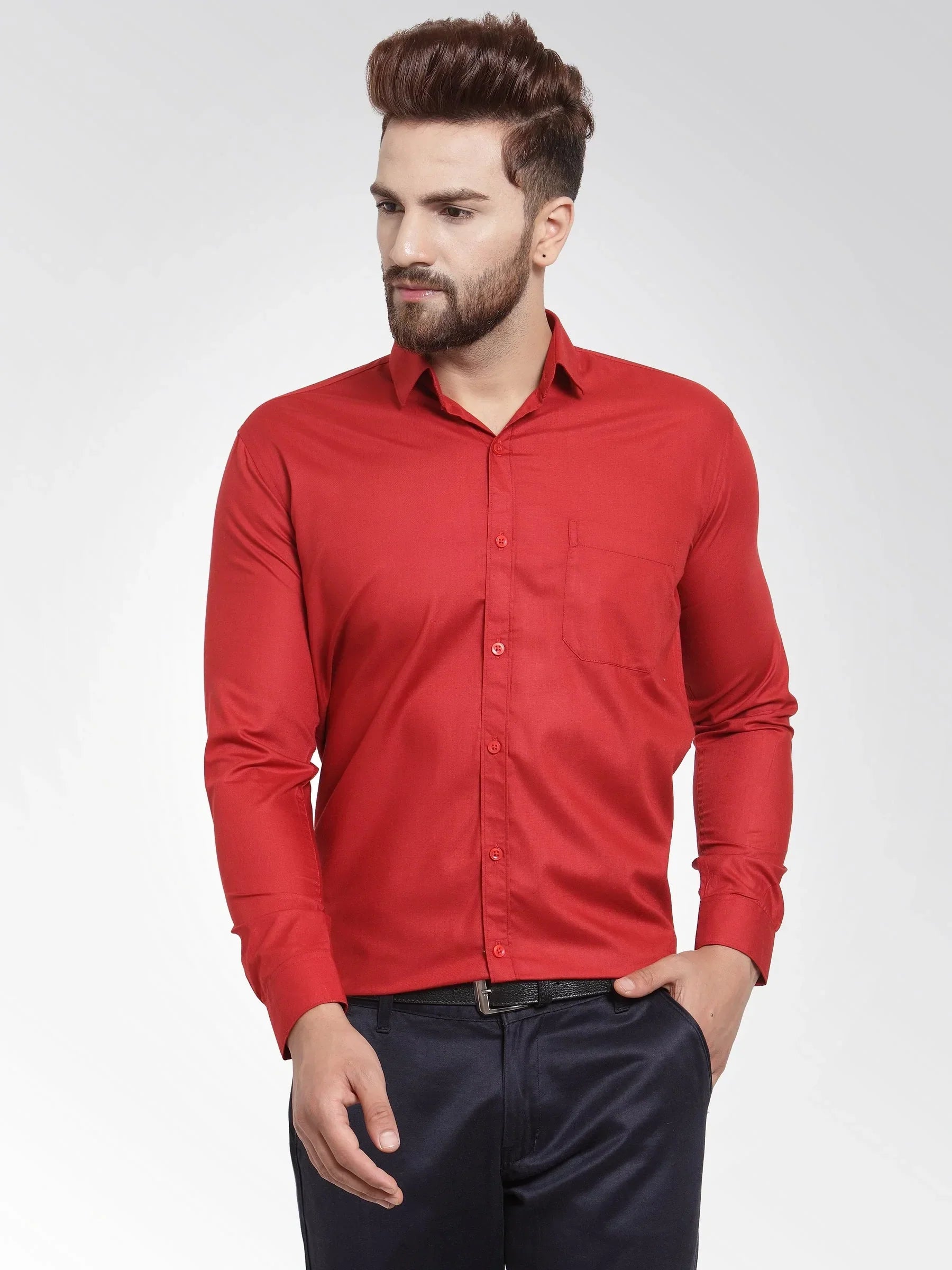 Men's Cotton Solid Maroon Formal Shirt's - Taantav