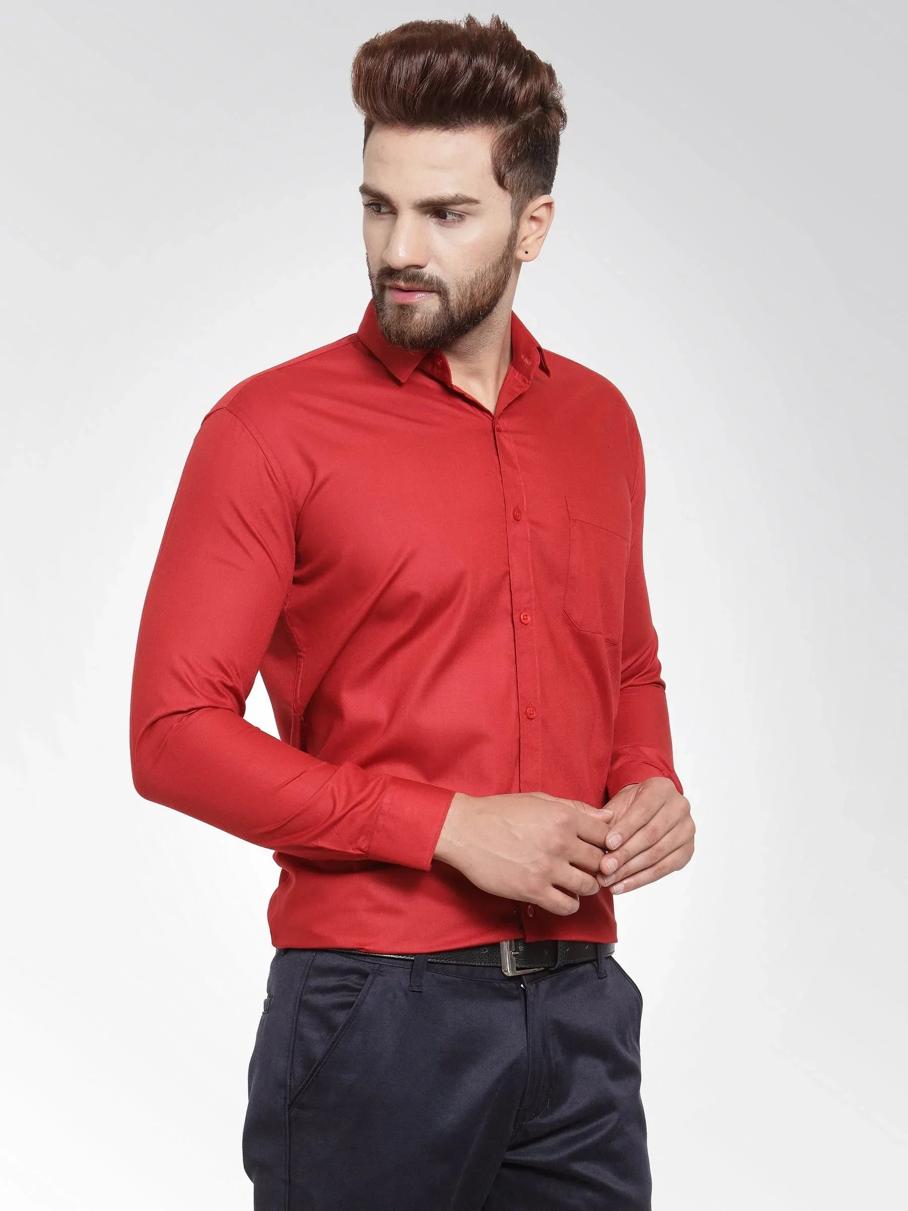 Men's Cotton Solid Maroon Formal Shirt's - Taantav