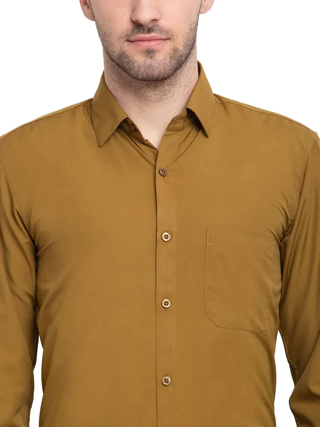 Men's Cotton Solid Mustard Formal Shirt's - Taantav