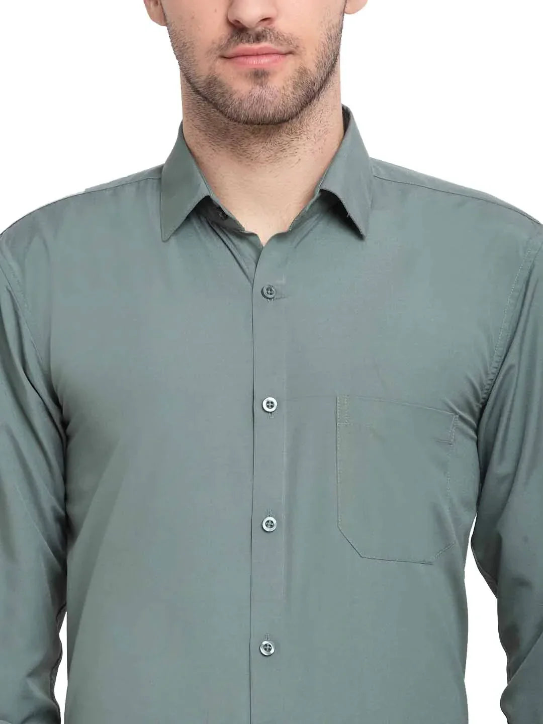 Men's Cotton Solid Pista Green Formal Shirt's - Taantav