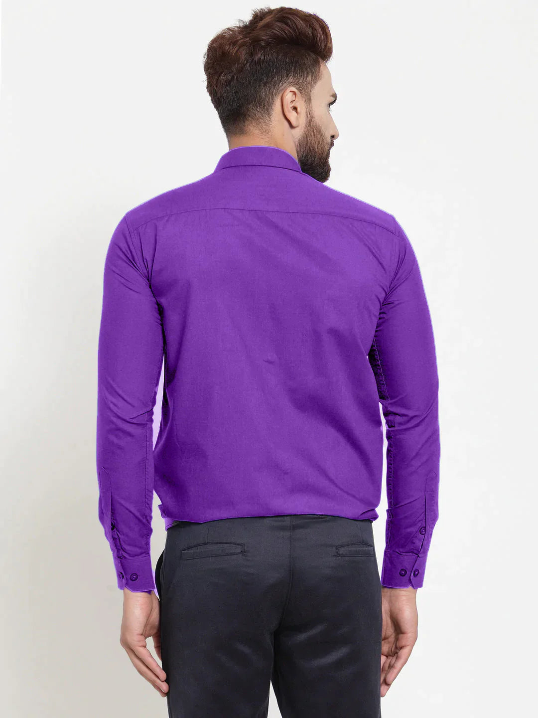 Men's Cotton Solid Purple Formal Shirt's - Taantav