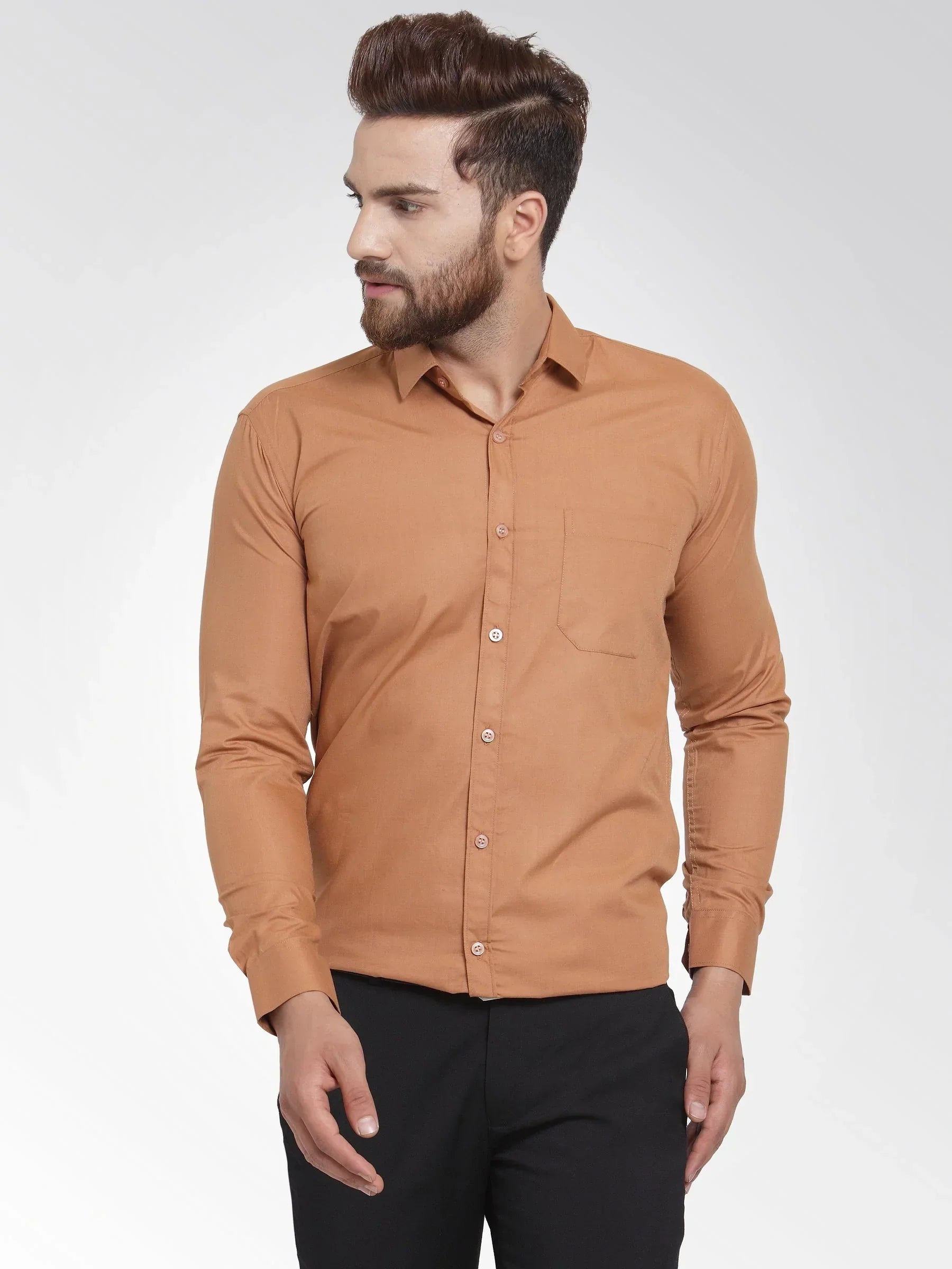 Men's Cotton Solid Rust Orange Formal Shirt's - Taantav