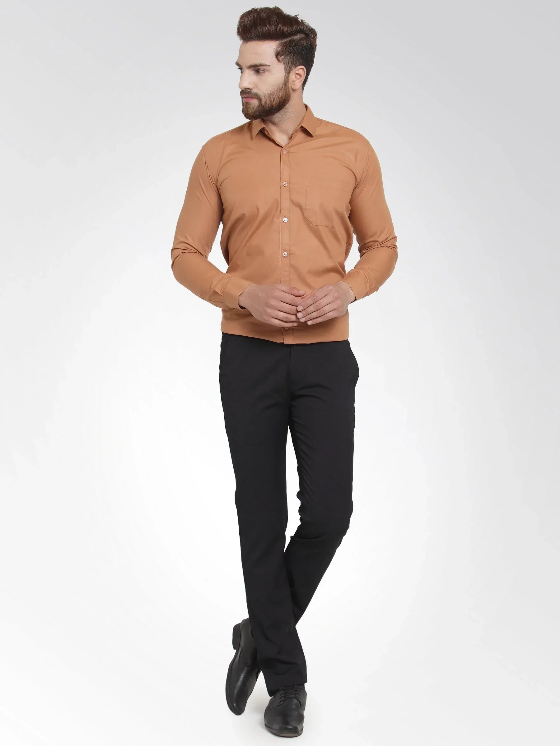 Men's Cotton Solid Rust Orange Formal Shirt's - Taantav