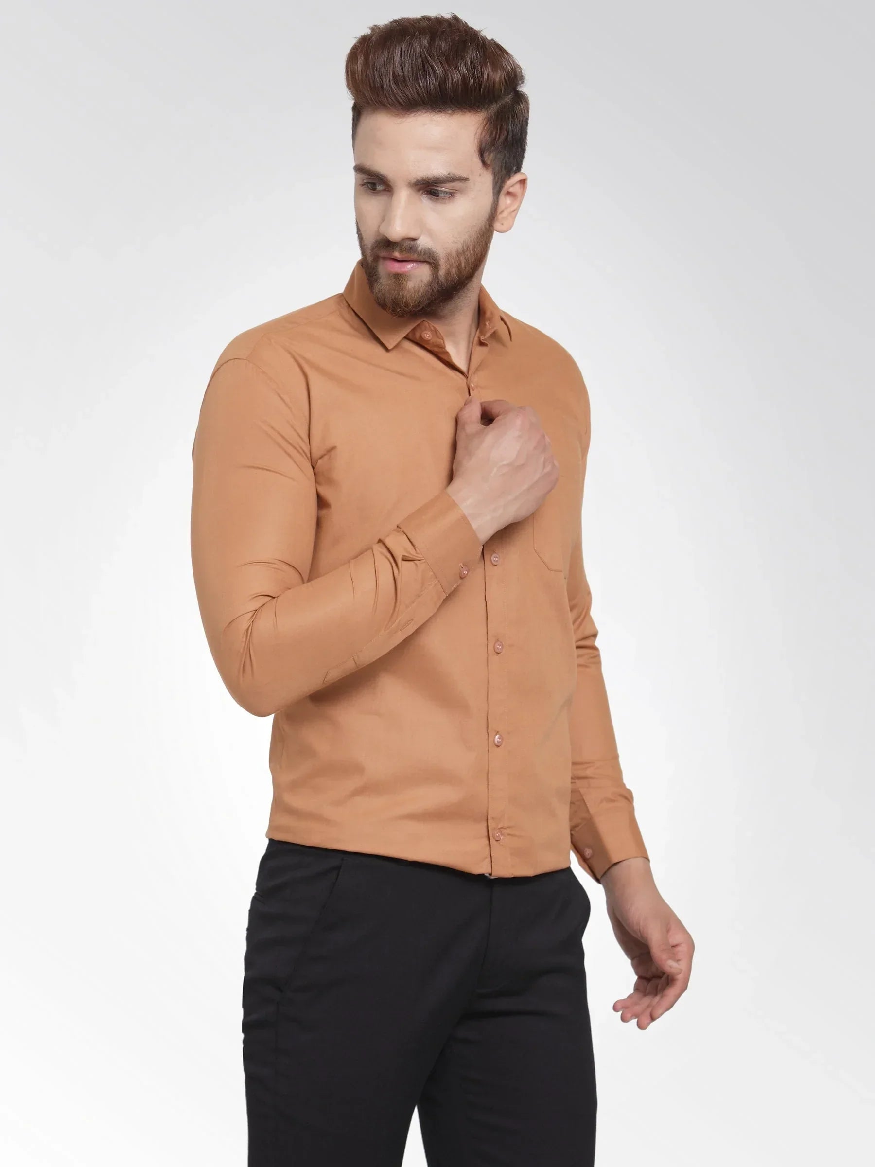 Men's Cotton Solid Rust Orange Formal Shirt's - Taantav